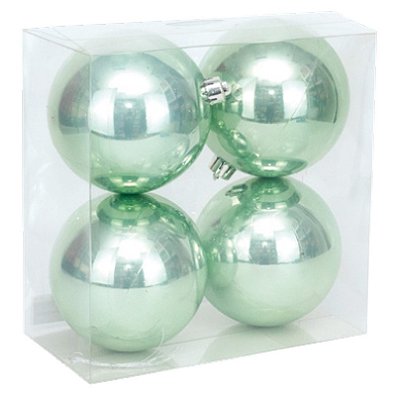 Bolas de Natal Verde Menta Perolados 10cm com 4Un - Ref 1020159 Cromus