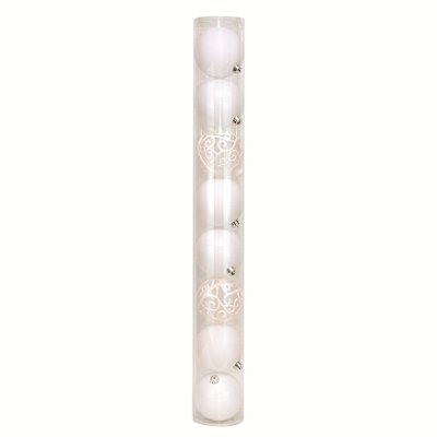 Bolas de Natal Tubo Liso, Matte Arabesco Branca 6cm com 8 Un - Ref 1020118 Cromus