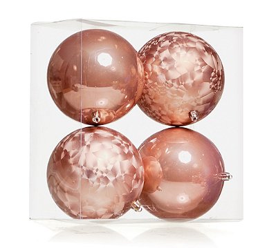 Bolas de Natal Brilho e Texturizada 12cm Rosê com 4 Un - Ref 1699583 Cromus