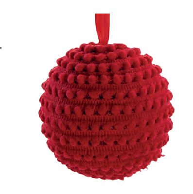 Bolas de Natal Vermelha Pompom 10cm com 4 Un - Ref 1106529 Cromus