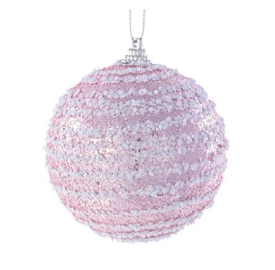 Bolas de Natal Rosa Claro com Estrelinhas Brancas 8cm com 6 Un - Ref 1106703 Cromus