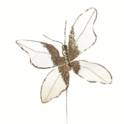Enfeite Borboleta Decorativa Tela Glitter Chá 25x23cm - Ref 1078814 Cromus
