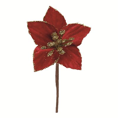 Flor de Natal Mini Poisentia Vermelha com Borda Dourada 7cm - Ref 1041839 Cromus
