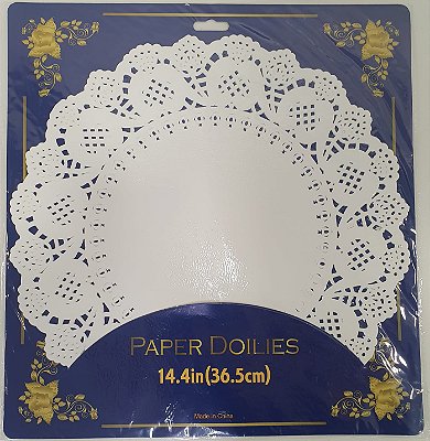 Papel Rendado Branco Redondo Doilies 36,5cm com 20 Unidades - CCS Decorações