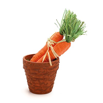 Arranjo Vaso de Cerâmica com Cenouras Laranja 21x10cm - Ref 1036644 Cromus