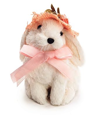 Coelha De Palha Branca Sentada com Chapéu 14x11x12cm - Ref 1012797 Cromus