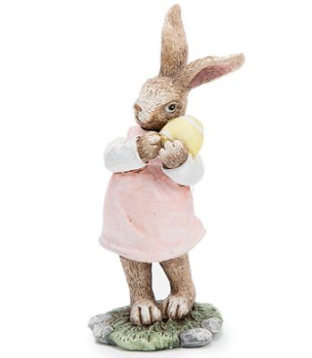 Coelha de Resina Segurando Ovo 17x8cm - Fancy - Ref 1014477F Cromus