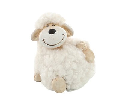 Ovelha de Cerâmica Brincando com a Perna 8x6x6cm - Ref 1094542 Cromus