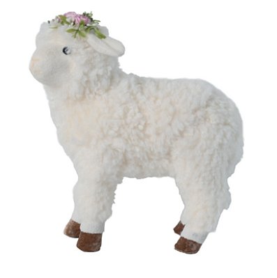 Ovelha em Pé com Coroa de Flores na Cabeça 29.5x25x12cm - Ref 1099194 Cromus