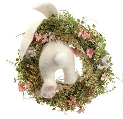 Guirlanda de Páscoa Flores e Galhos Secos com Bumbum Coelho 34x34x12cm - Fondant Ref 1064820 Cromus