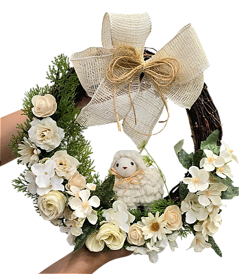 Guirlanda de Páscoa Cordeiro 30x35cm - CCS Decorações