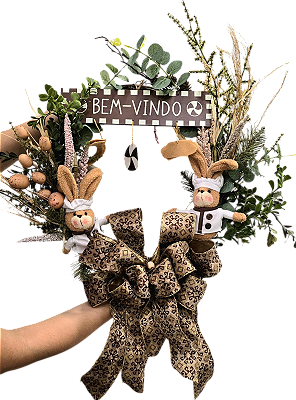 Guirlanda de Páscoa Coelho e Ovos Chocolate 40x60cm - CCS Decorações