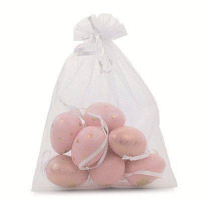 Ovos Para Pendurar Tipo Codorna Rosa Claro com Dourado 9un - Ref 1025471 Cromus