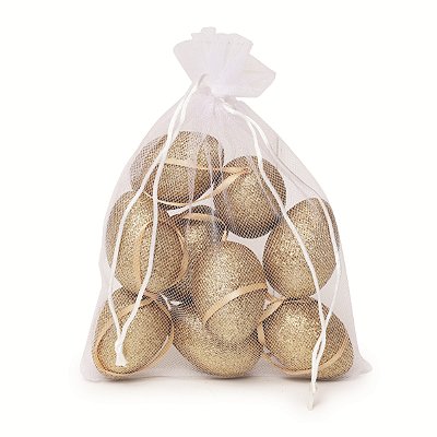Ovos Para Pendurar Tipo Galinha Dourado Glitter 9un - Ref 1825303 Cromus