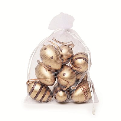 Ovos Para Pendurar Tipo Codorna Marrom com Dourado 9un - Ref 1825306 Cromus