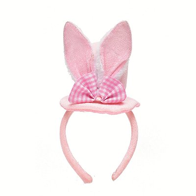 Tiara de Páscoa Cartola Rosa Com Orelhas 24x12cm - Ref 1013300 Cromus