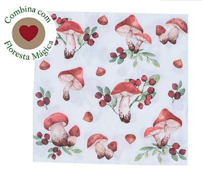 Guardanapo de Papel Decorado Cogumelos 33cm com 20Un - Ref 1087155 Cromus