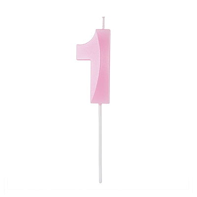 Vela de Aniversário Design Rosa Candy Número 1 - Silver