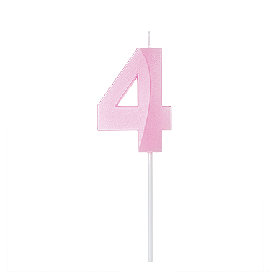 Vela de Aniversário Design Rosa Candy Número 4 - Silver