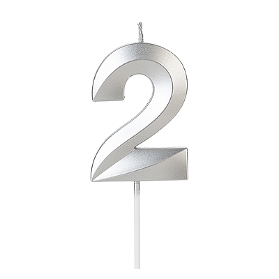 Vela de Aniversário Design Prata Número 2 - Silver