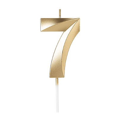 Vela de Aniversário Design Dourada Número 7 - Silver