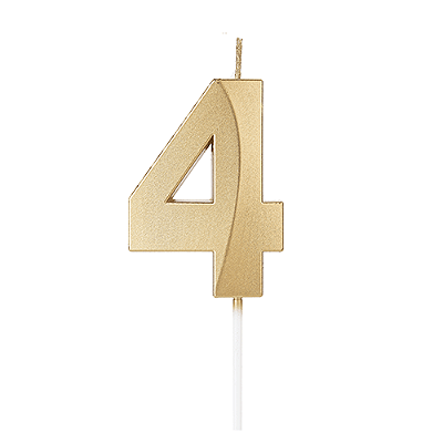 Vela de Aniversário Design Dourada Número 4 - Silver
