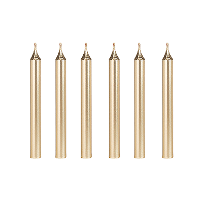 Vela Palito Dourada 8cm com 6 Unidades - Silver