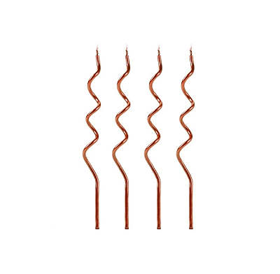 Vela de Aniversário Palito Espiral Rosê Gold com 14cm 4 Unidades - Silver