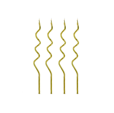 Vela de Aniversário Palito Espiral Dourada com 14cm 4 Unidades - Silver