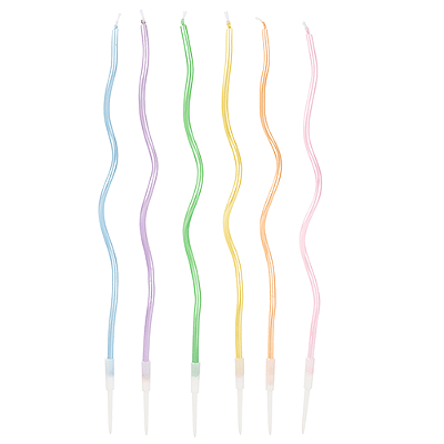 Velas de Aniversário Palito Espiral Coloridas 17cm com 6 Unidades - Silver