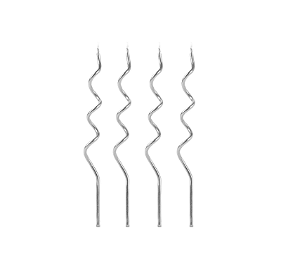 Vela de Aniversário Palito Espiral Prateado com 14cm 4 Unidades - Silver