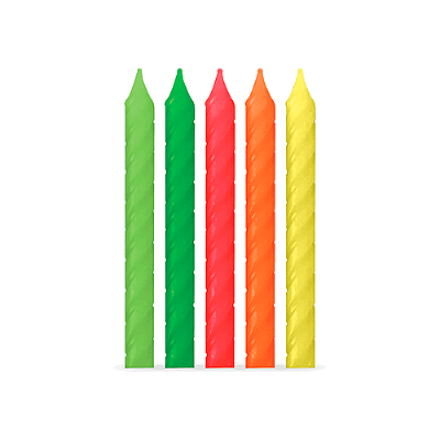 Vela de Aniversário Palito Neon 8cm com 12 Un - Silver