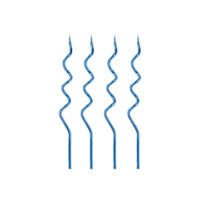 Vela de Aniversário Palito Espiral Azul com 14cm 4 Unidades - Silver