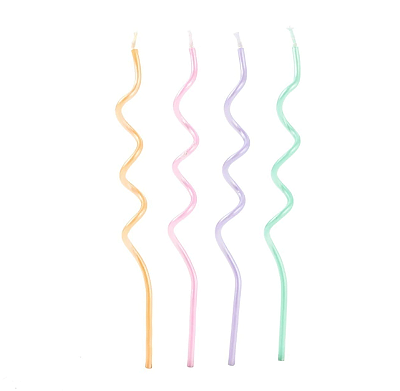Vela de Aniversário Palito Espiral Candy Color com 14cm 4 Unidades - Silver