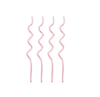 Vela de Aniversário Palito Espiral Rosa Bebe com 14cm 4 Unidades - Silver