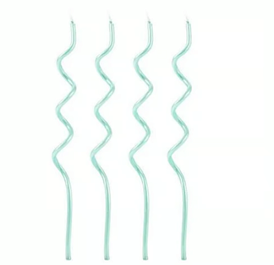 Vela de Aniversário Palito Espiral Azul Tiffany com 14cm 4 Unidades - Silver