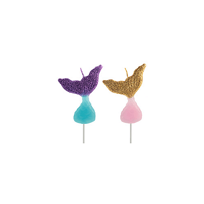 Vela de Aniversário Formato Cauda de Sereia 5cm com 2 Unidades - Silver