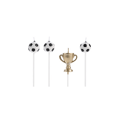 Vela de Aniversário Taça de Futebol e Bolas com 4 Un - Silver