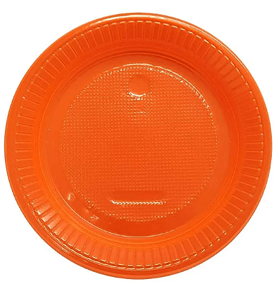 Prato Descartável de Plástico Laranja 15cm com 10 Unidades - Bello