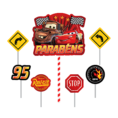 Topo de Bolo Festa Carros com 7 un - 305041 PIffer