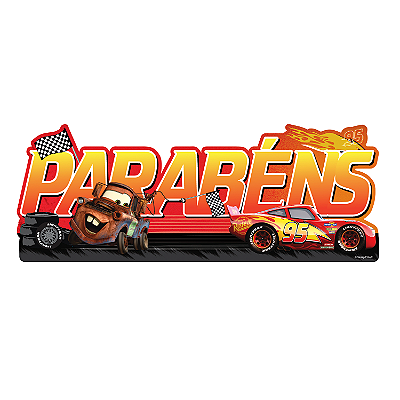 Enfeite Impresso Parabéns Festa Carros 43x16.5cm - Ref 305028 Piffer