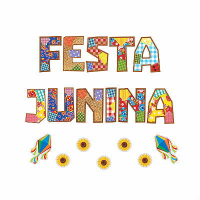 Letreiro Cartonado Festa Junina com 18 Itens - Ref 204271 Piffer