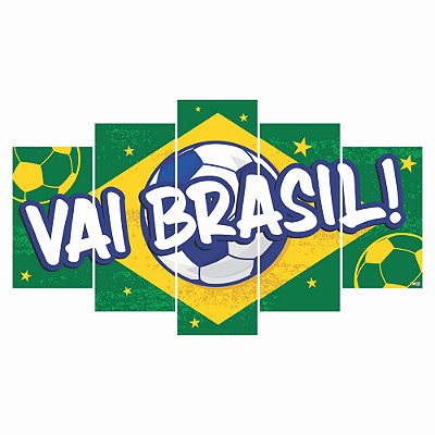 Painel Impresso Quadro 5 Partes Vai Brasil 74x43.7cm - Ref 207252 Piffer