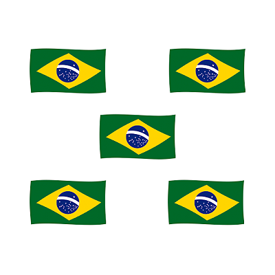 Mini Bandeira do Brasil de E.V.A 4x7cm com 5 Unidades - Ref 207007 Piffer