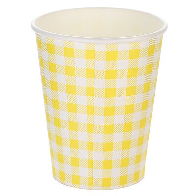 Copo de Papel Xadrez Amarelo e Branco 270 Ml com 10 Un - Silver