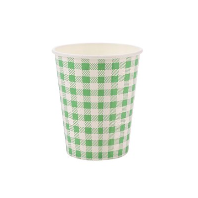 Copo de Papel Xadrez Verde e Branco 270 Ml com 10 Un - Silver