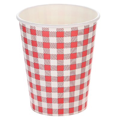 Copo de Papel Xadrez Vermelho e Branco 270 Ml com 10 Un - Silver