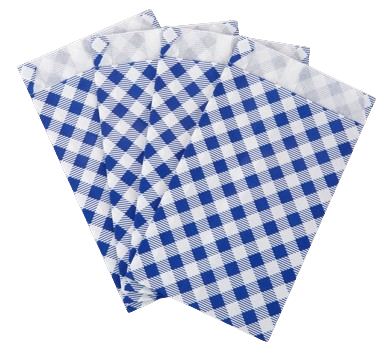 Saco de Papel Xadrez Azul e Branco 14x8cm com 50 Un - Silver