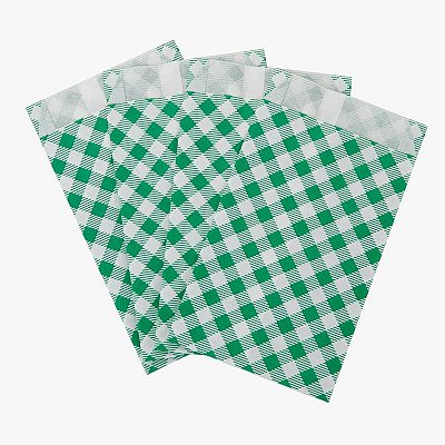 Saco de Papel Xadrez Verde e Branco 14x8cm com 50 Un - Silver