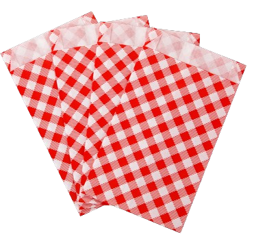 Saco de Papel Xadrez Vermelho e Branco 14x8cm com 50 Un - Silver